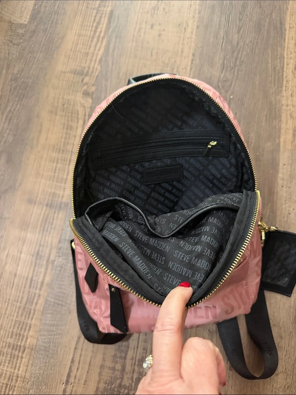 Steve Madden Dusty Rose Logo Mini Backpack